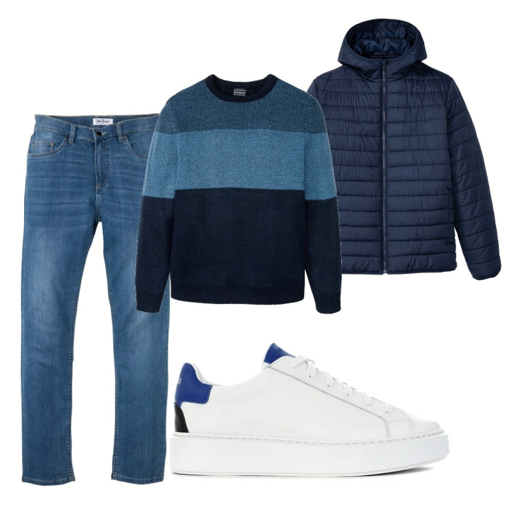 Outfit uomo - Casual look. Stile Casual per Tutti i giorni. Abbinamento con maglieria, giacche, jeans slim fit, sneakers.