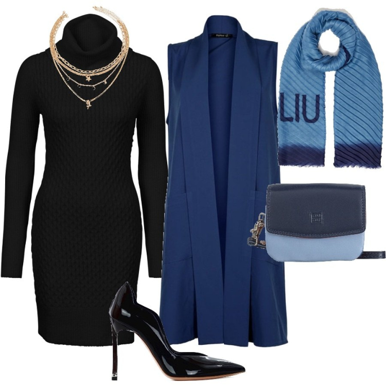 Outfit donna - Per affrontare l\'autunno con stile. Stile Casual chic per Ufficio. Abbinamento con vestiti, gilet, stole, décolleté, ciondoli, borse a mano.