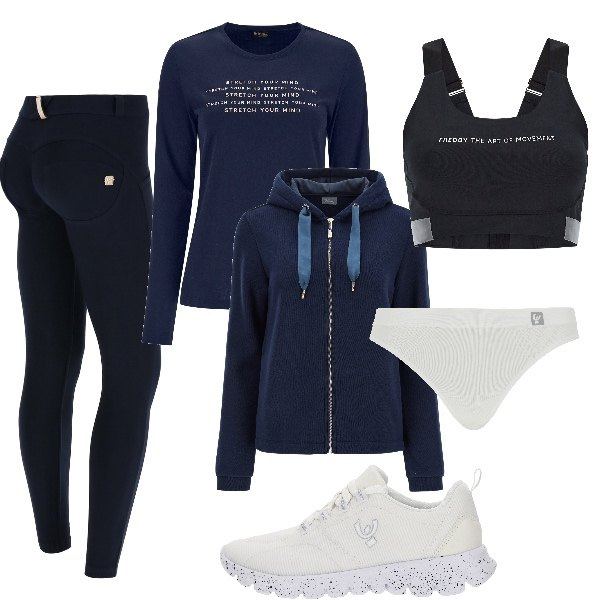 Outfit donna - Total look #1433768. Stile Urban per Sport. Abbinamento con perizomi, sneakers, felpe con cappuccio, t-shirt, reggiseni, pantaloni skinny.