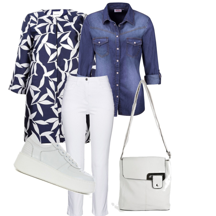 Outfit donna - Sabato libero. Stile Casual chic per Tutti i giorni. Abbinamento con camicie, pantaloni, cappotti, borse a tracolla, sneakers.