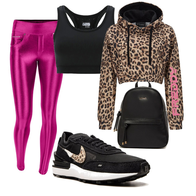 Outfit donna - Freddy outfit. Stile Sporty chic per Tutti i giorni. Abbinamento con zaini, sneakers, top, pantaloni, felpe con cappuccio.