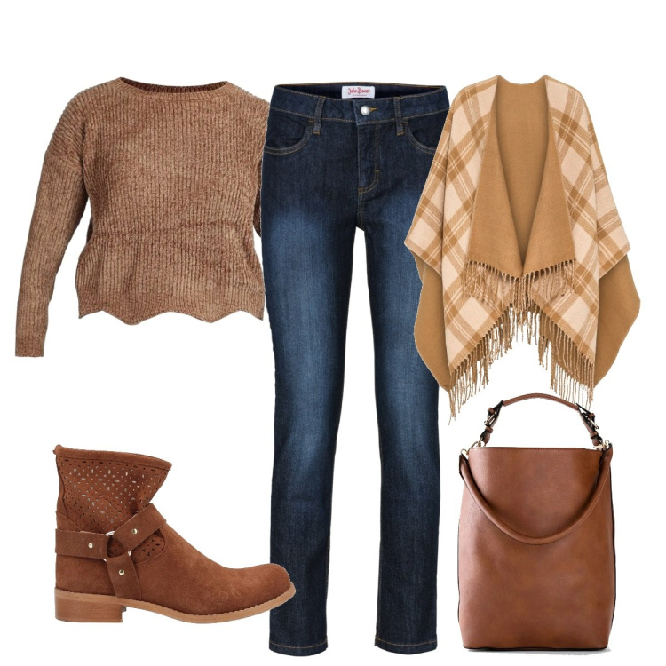 Outfit donna - Total look #1436159. Stile Casual chic per Tutti i giorni. Abbinamento con jeans slim fit, shopping bag, cappotti, stivaletti, maglieria.