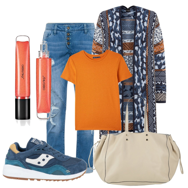 Outfit donna - Minima spesa, massima resa. Stile Urban per Tutti i giorni. Abbinamento con jeans boyfriend, cardigans, sneakers, borse a mano, t-shirt, gloss.