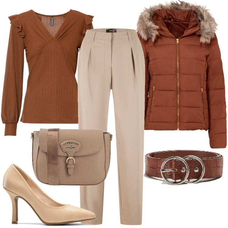 Outfit donna - Total look #1437794. Stile Chic per Ufficio. Abbinamento con giacche, maglieria, pantaloni, décolleté, borse a tracolla, cinture.