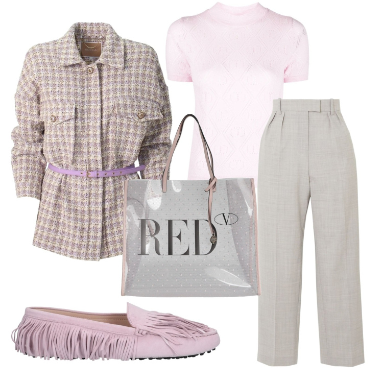 Outfit donna - Chic Bon ton. Stile Bon Ton per Ufficio. Abbinamento con mocassini, pantaloni, borse a mano, top, giacche.