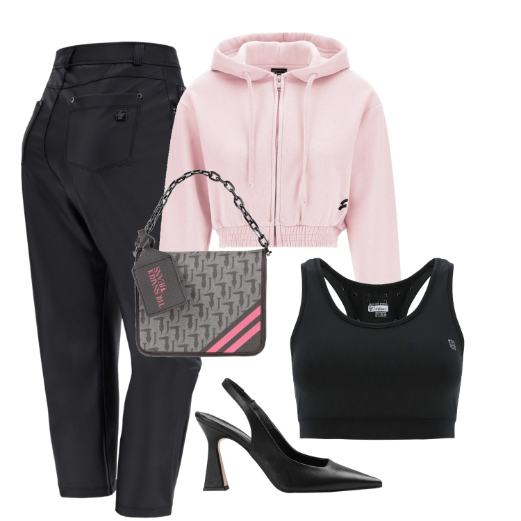 Outfit donna - Athleisure con Freddy. Stile Urban per Tutti i giorni. Abbinamento con borse a mano, décolleté, pantaloni, felpe con cappuccio, top.