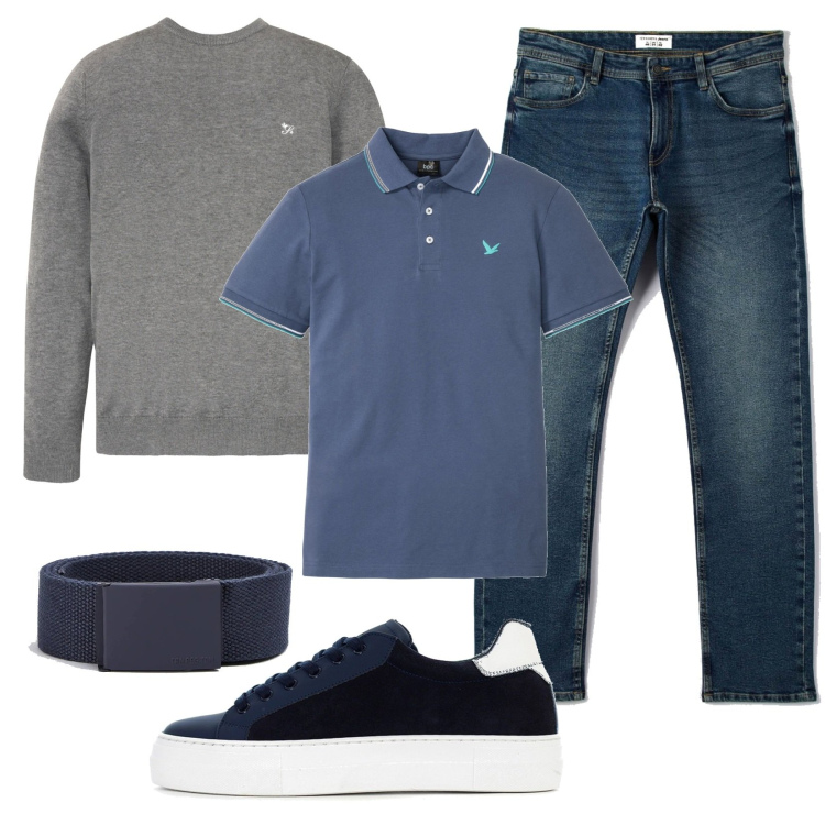 Outfit uomo - Jeans e polo anche ad ottobre. Stile Urban per Tutti i giorni. Abbinamento con polo, felpe, cinture, jeans, sneakers.