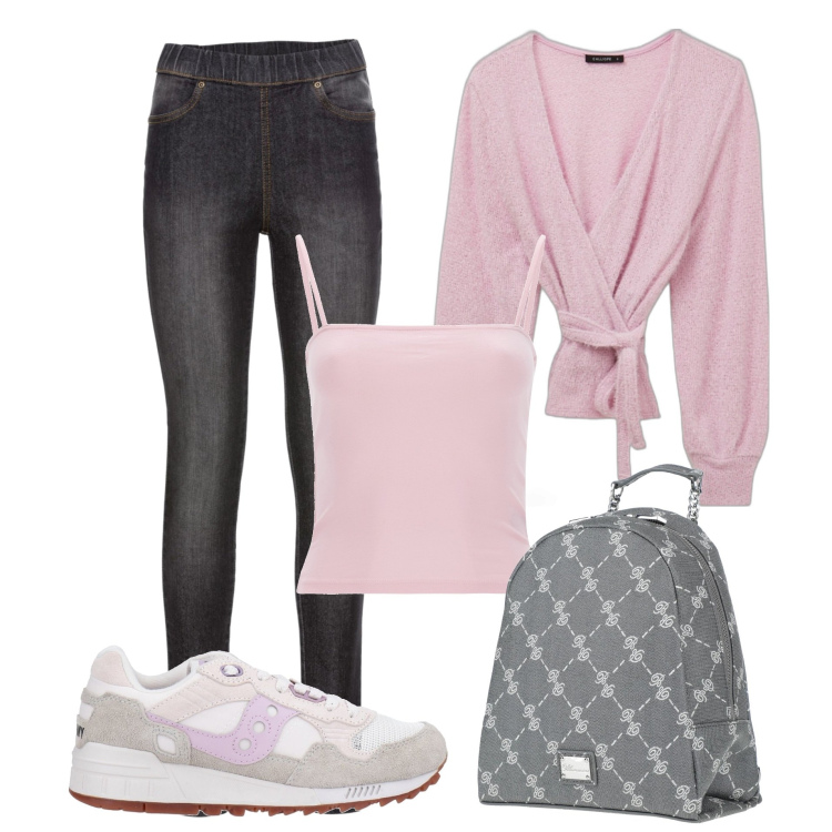 Outfit donna - Basic #9996. Stile Basic per Tutti i giorni. Abbinamento con jeggings, sneakers, zaini, cardigans, canottiere.