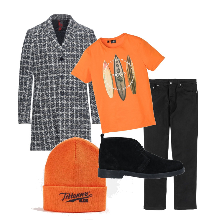 Outfit uomo - Parliamone..... Stile Trendy per Tutti i giorni. Abbinamento con pantaloni, t-shirt, cappotti, stivali e stivaletti, berretti.