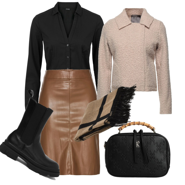 Outfit donna - Con la stola caldissima. Stile Chic per Ufficio. Abbinamento con gonne longuette, camicie, borse a mano, cappotti, cappe, stivali.
