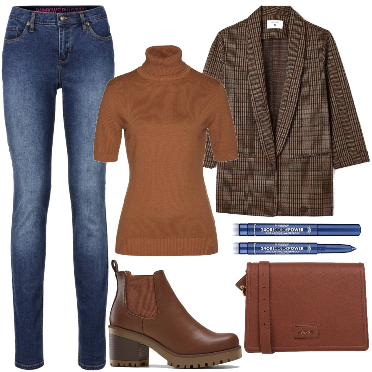 Outfit donna - Stile Preppy & Low Cost. Stile Preppy per Tutti i giorni. Abbinamento con stivaletti chelsea, maglieria, jeans skinny, borse a tracolla, cappotti, ombretti.