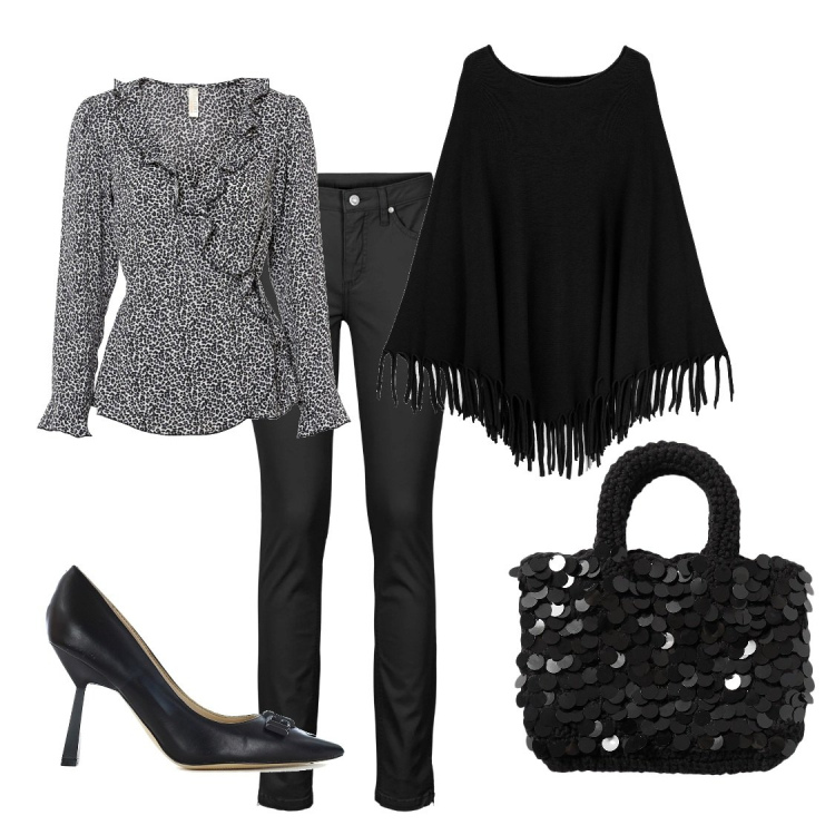 Outfit donna - Total look #1442342. Stile Chic per Tutti i giorni. Abbinamento con jeans skinny, bluse, borse a mano, décolleté, cappotti.