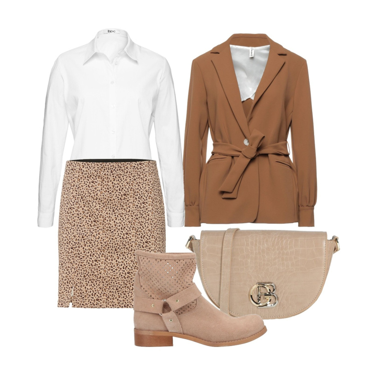 Outfit donna - Ghost outfitter - in città così. Stile Casual chic per Tutti i giorni. Abbinamento con camicie, gonne, blazer, stivaletti, borse a tracolla.