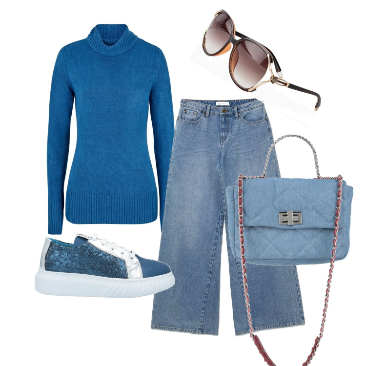 Outfit donna - Ghost outfitter - semplice semplice. Stile Basic per Tutti i giorni. Abbinamento con maglieria, occhiali da sole, sneakers, borse a mano, jeans.