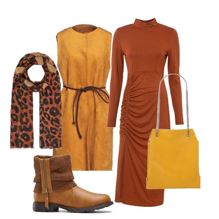 Outfit donna - Ghost outfitter - i colori dell\'autunno. Stile Casual chic per Tutti i giorni. Abbinamento con stivaletti, vestiti, borse a mano, cappotti, stole.