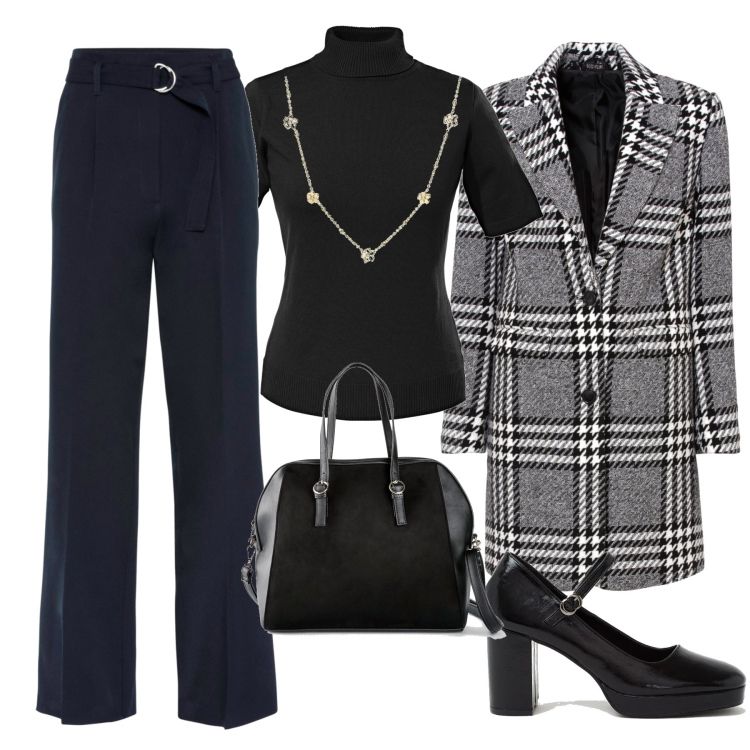 Outfit donna - Total look #1446229. Abbinamento con maglieria, pantaloni, cappotti, borse a mano, scarpe col tacco, collane.