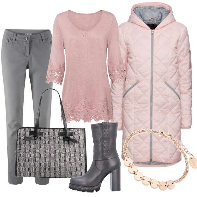 Outfit donna - Fiocchetti e pizzi romantici. Stile Romantica per Tutti i giorni. Abbinamento con maglieria, blazer, pantaloni, stivaletti, borse a mano, braccialetti.