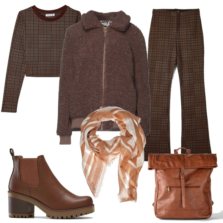 Outfit donna - Completo Terranova sciarpina Hilfiger. Stile Basic per Tutti i giorni. Abbinamento con stivaletti chelsea, zaini, cappotti, pantaloni, t-shirt, sciarpe.