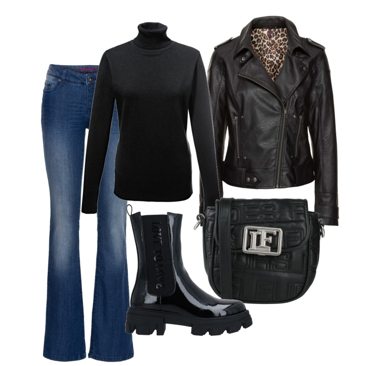 Outfit donna - Ghost outfitter - aperitivo al volo. Stile Casual chic per Serata fuori. Abbinamento con jeans bootcut, maglieria, cappotti, stivaletti, borse a tracolla.