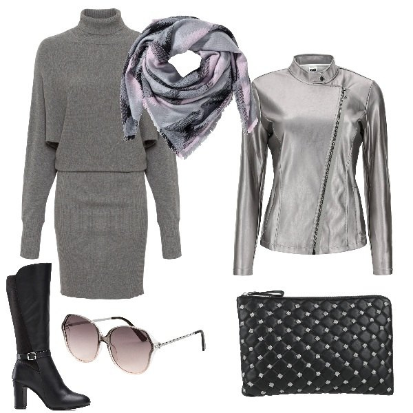 Outfit donna - Total look #1449018. Stile Urban per Tutti i giorni. Abbinamento con borse a mano, vestiti, stivali, occhiali da sole, foulard, giacche.