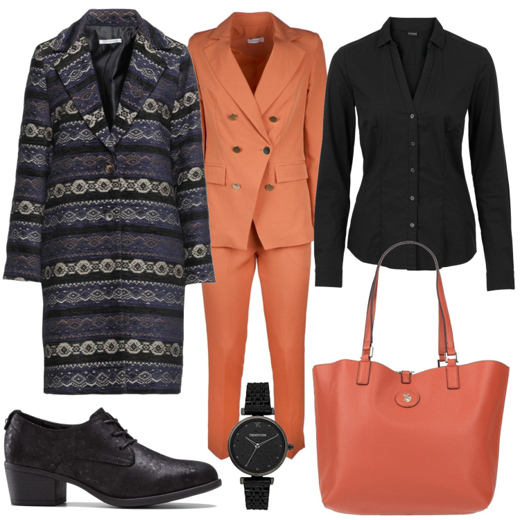 Outfit donna - Halloween Time. per Ufficio. Abbinamento con camicie, francesine, cappotti, borse a spalla, giacche, orologi.