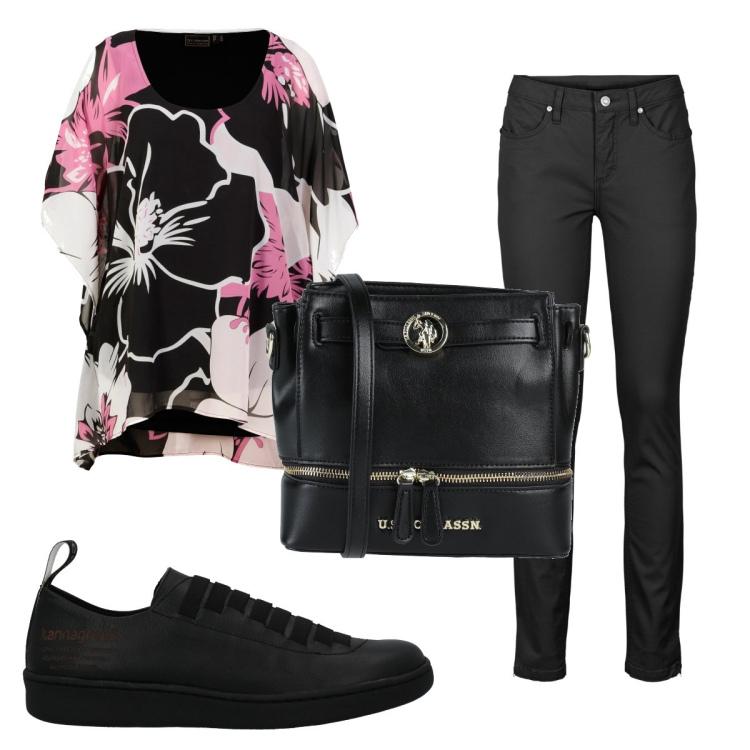 Outfit donna - Total look #1449880. Stile Trendy per Tutti i giorni. Abbinamento con jeans, tuniche, borse a tracolla, sneakers.