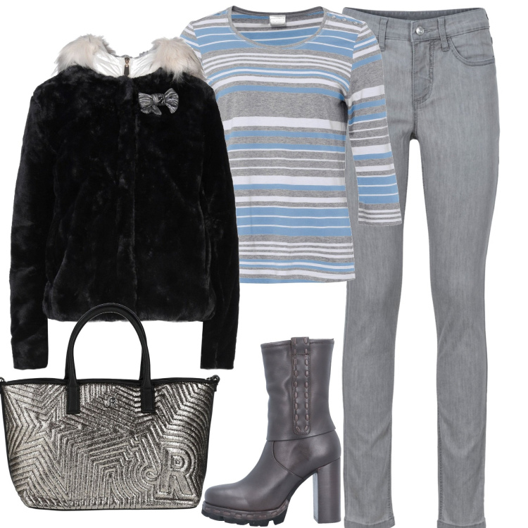 Outfit donna - In città. Stile Casual per Tutti i giorni. Abbinamento con jeans skinny, maglieria, stivaletti, cappotti, borse a mano.