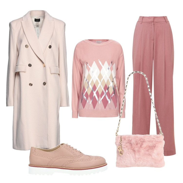 Outfit donna - Phink pinky!. Stile Romantica per Tutti i giorni. Abbinamento con scarpe stringate, pullovers, cappotti, borse a spalla, pantaloni.