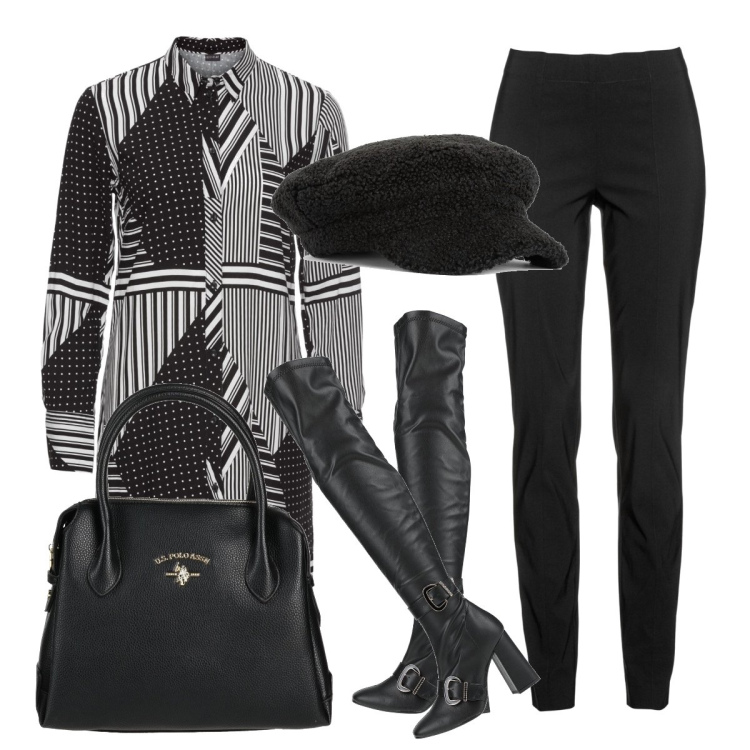 Outfit donna - Cavallerizza dark. Stile Glamour per Tutti i giorni. Abbinamento con pantaloni, camicie, cappelli con visiera, stivali, borse a mano.