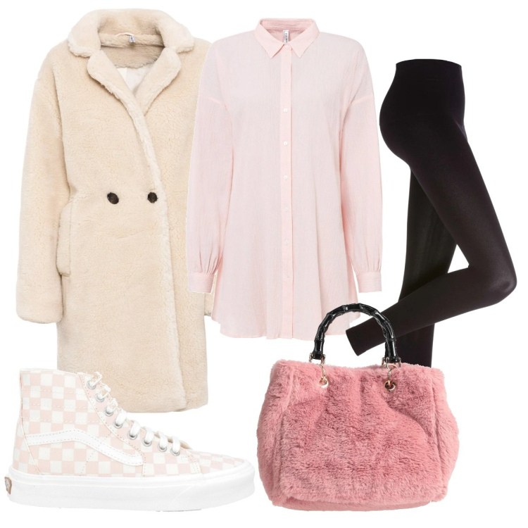 Outfit donna - Rosa trendy. Stile Casual chic per Tutti i giorni. Abbinamento con leggings, cappotti, camicie, sneakers, borse a mano.