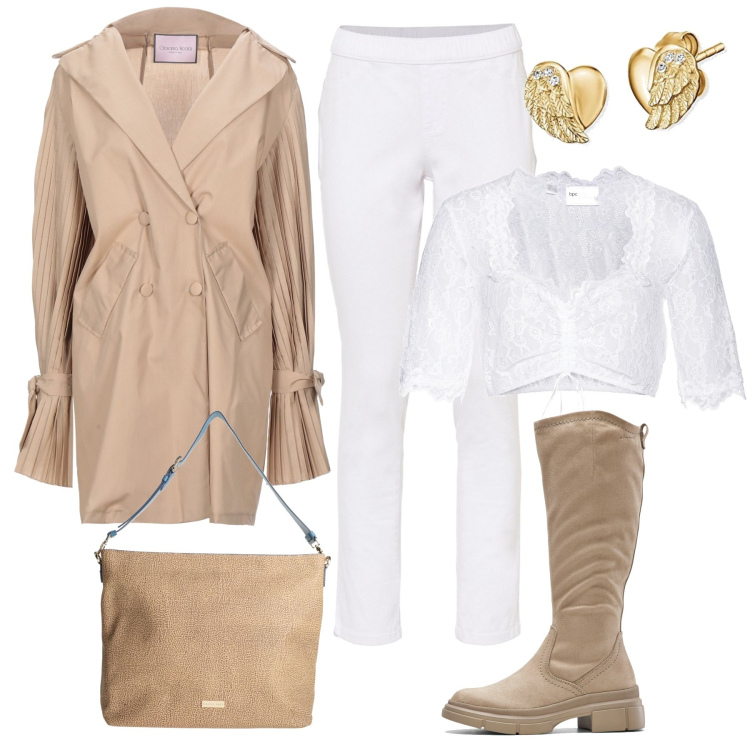 Outfit donna - Devo uscire..... Stile Casual chic per Tutti i giorni. Abbinamento con cappotti, borse a spalla, camicie, stivali, jeggings, orecchini.