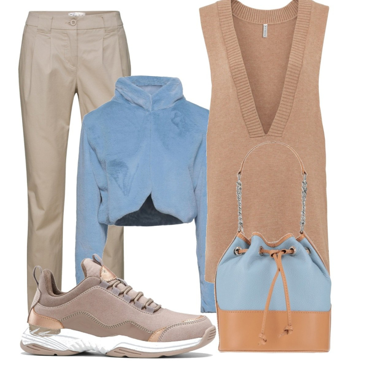 Outfit donna - I colori della sobrietà. Stile Bon Ton per Ufficio. Abbinamento con pantaloni chino, maglieria, sneakers, cappotti, borse a mano.