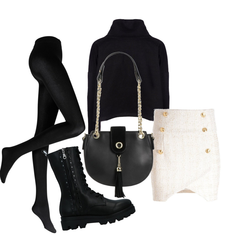 Outfit donna - Stile retrò e modernità insieme. Stile Trendy per Tutti i giorni. Abbinamento con collant, stivaletti, borse a spalla, felpe, gonne.