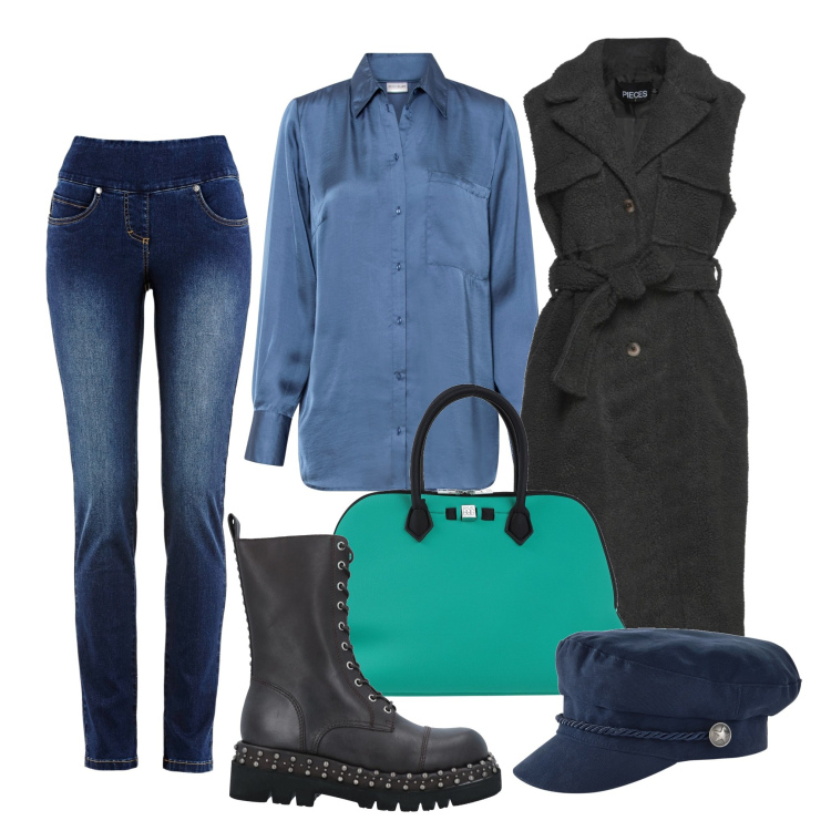 Outfit donna - Il pile che avvolge. Stile Casual per Tutti i giorni. Abbinamento con jeans slim fit, cappelli, camicie, borse a mano, cappotti, stivaletti.