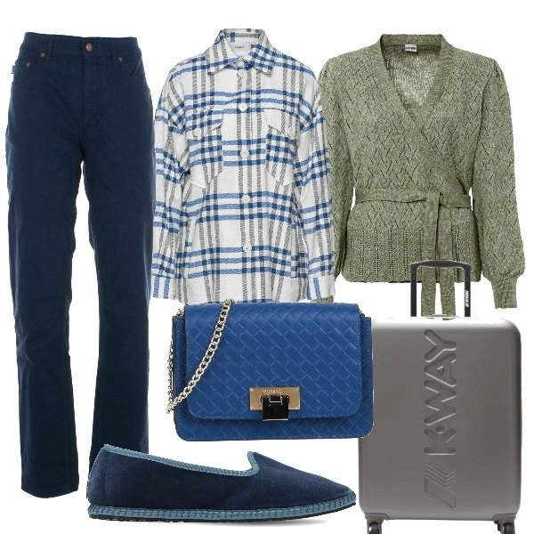 Outfit donna - La borsa per il weekend - Focus Donna. Stile Romantica per Tutti i giorni. Abbinamento con maglieria, camicie, borse a tracolla, valigie, pantaloni, mocassini.