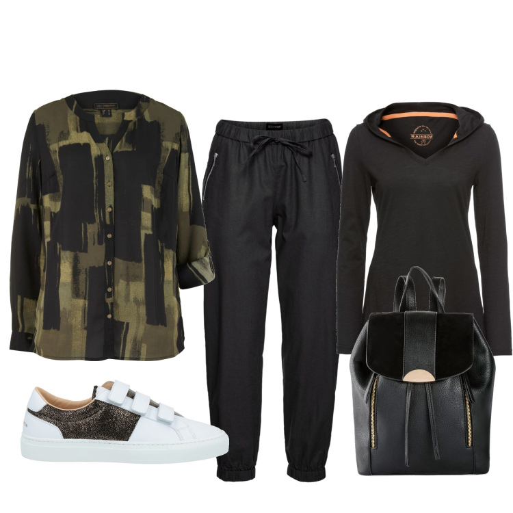 Outfit donna - Total look #1453128. Stile Basic per Tutti i giorni. Abbinamento con pantaloni, maglieria, camicie, zaini, sneakers.
