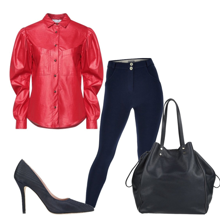 Outfit donna - Total look #1453836. Stile Chic per Tutti i giorni. Abbinamento con borse a mano, camicie, décolleté, pantaloni skinny.