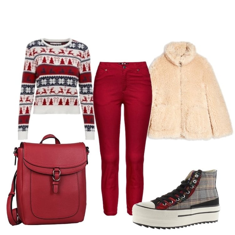 Outfit mujer - Ho ho ho. Estilo Basic para Ceremonia. Combinación con botines, mochilas, pantalones, prendas de punto, ecopieles.