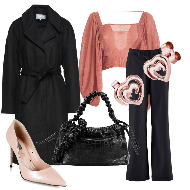 Outfit donna - Sexy #2653. Stile Sexy per Serata fuori. Abbinamento con cappotti, borse a mano, pantaloni, décolleté, maglieria, orecchini.