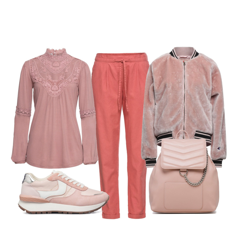 Outfit donna - Total look #1456350. Stile Basic per Tutti i giorni. Abbinamento con pantaloni, maglieria, cappotti, sneakers, zaini.