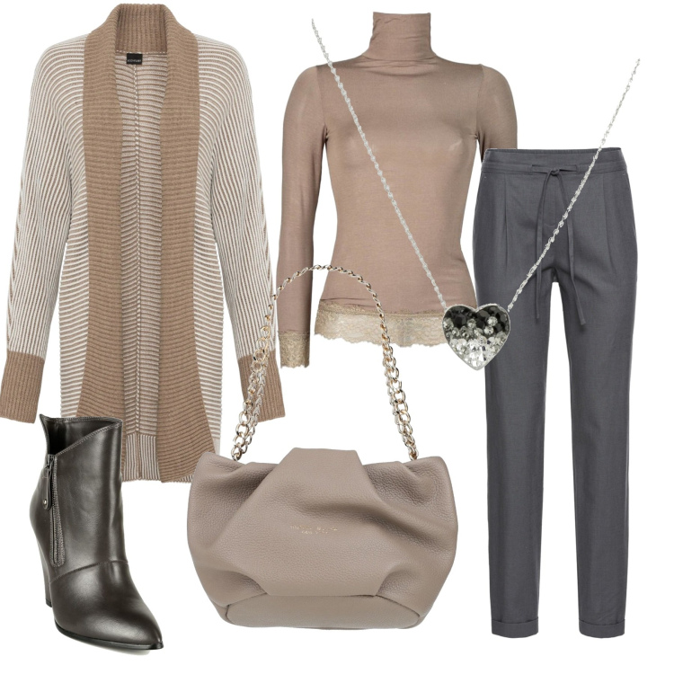 Outfit donna - Basic #10707. Stile Basic per Tutti i giorni. Abbinamento con borse a mano, pantaloni, cardigans, collane, maglieria, stivaletti.