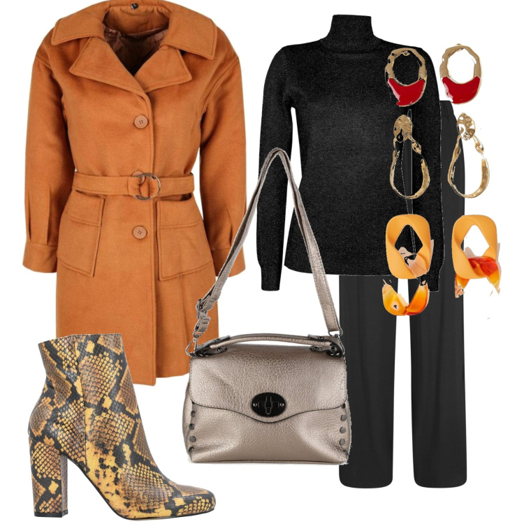 Outfit donna - Total look #1456792. Stile Basic per Tutti i giorni. Abbinamento con pantaloni, stivaletti, pullovers, cappotti, borse a mano, orecchini.