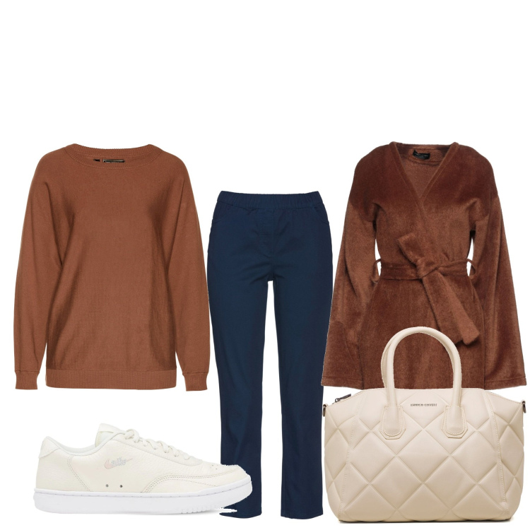 Outfit donna - Total look #1456959. Stile Basic per Tutti i giorni. Abbinamento con pantaloni, maglieria, cappotti, borse a mano, sneakers.