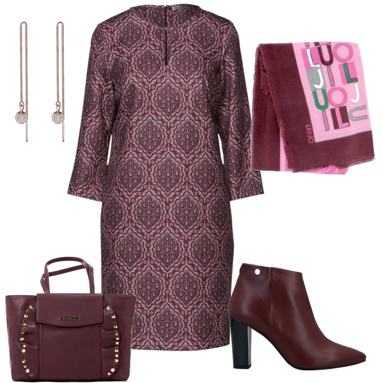 Outfit donna - Chic. Stile Chic per Tutti i giorni. Abbinamento con stivaletti, vestiti corti, borse a mano, sciarpe, orecchini.