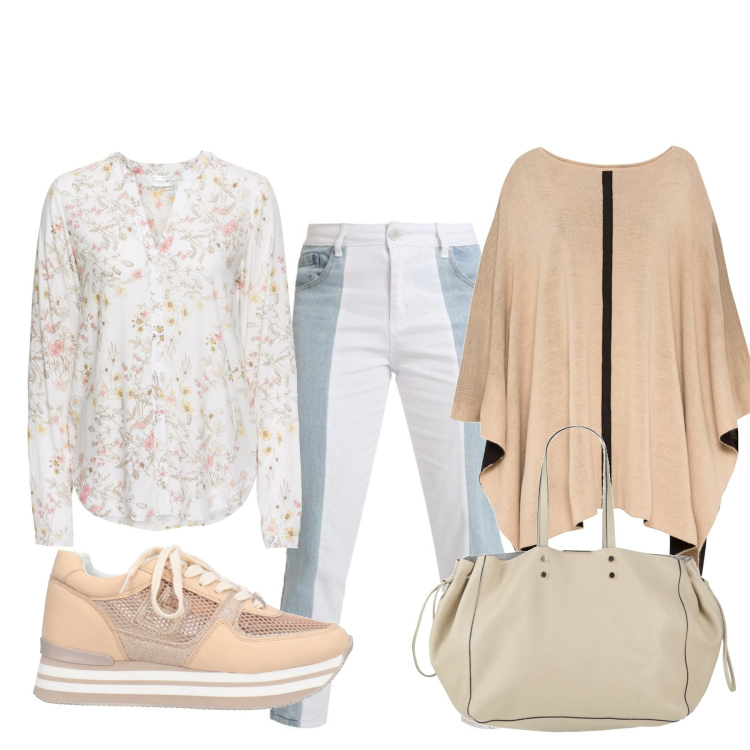 Outfit donna - Total look #1458220. Stile Basic per Tutti i giorni. Abbinamento con camicie, cappotti, sneakers, borse a mano, jeans boyfriend.