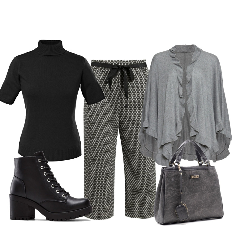 Outfit donna - Total look #1458296. Stile Bon Ton per Scuola/Università. Abbinamento con stivaletti, maglieria, cappotti, pantaloni a palazzo, borse tote.