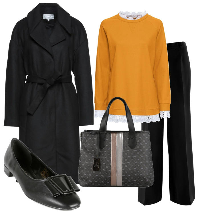 Outfit donna - Total look #1459223. Stile Basic per Ufficio. Abbinamento con pantaloni, felpe, cappotti, borse a mano, ballerine.