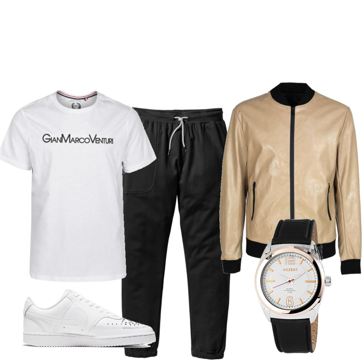 Outfit uomo - Total look #1460083. Stile Urban per Tutti i giorni. Abbinamento con pantaloni sportivi, giacche, t-shirt, sneakers, orologi.