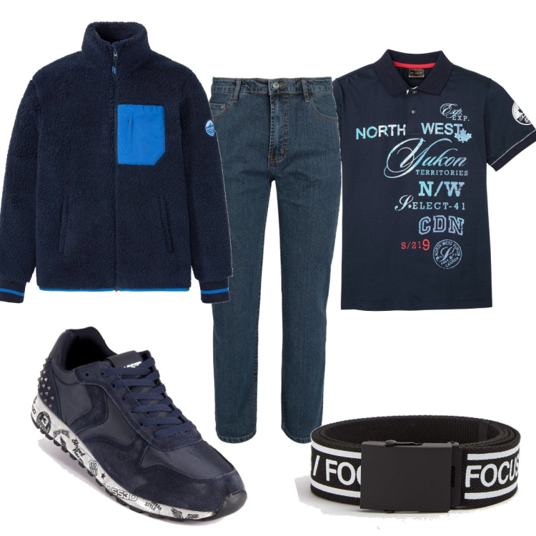 Outfit uomo - In jeans e polo. Stile Trendy per Tutti i giorni. Abbinamento con polo, giacche, cinture, sneakers, jeans.