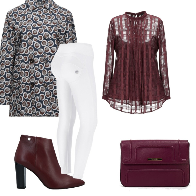 Outfit donna - Total look #1461114. Stile Casual chic per Tutti i giorni. Abbinamento con stivaletti, bluse, trench, pantaloni skinny, borse a tracolla.